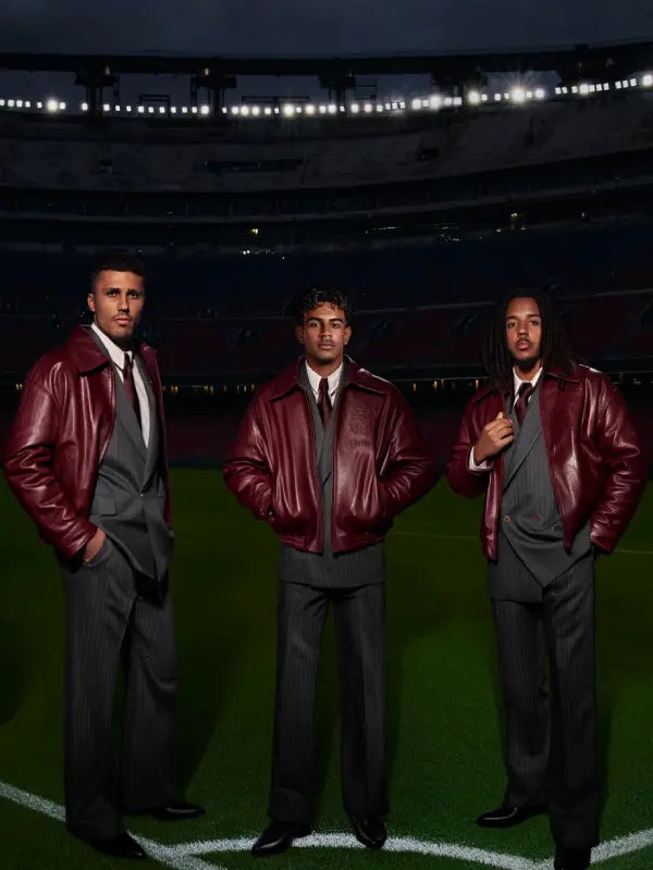 AMIRI FC Barcelona Burgundy Leather Jacket