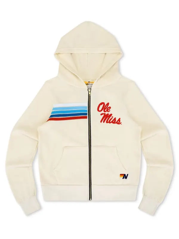 Aviator Nation Ole Miss Full-Zip Hoodie - Cream