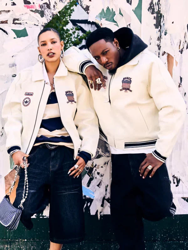 Avirex x Adidas White Leather Jacket