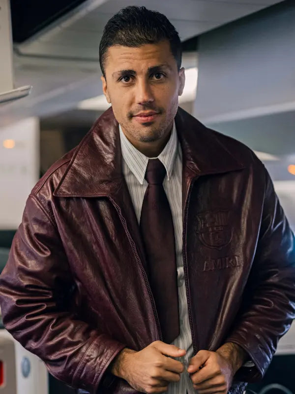 Barca x AMIRI Burgundy Leather Jacket