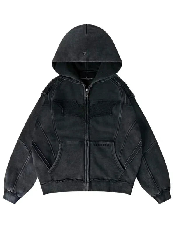 Batman x YoungLA Armored Zip-Up Hoodie Grey