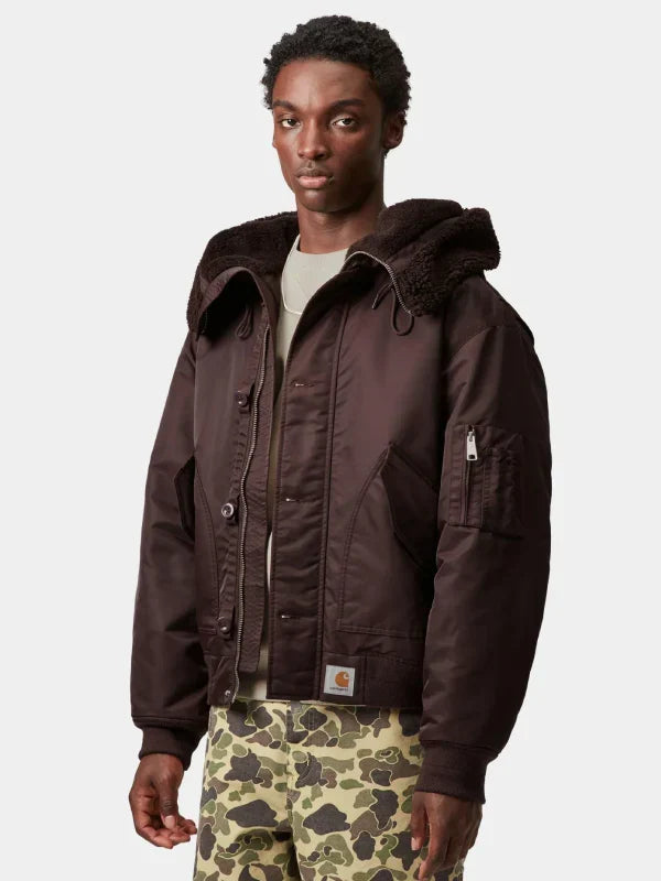 Carhartt Brown Hooded Oltera Bomber Jacket