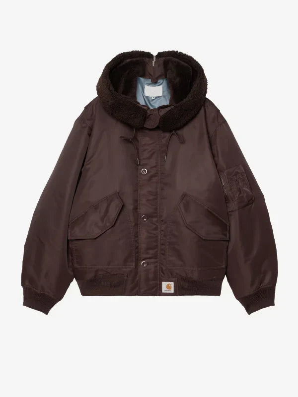 Carhartt Hooded Oltera Bomber Jacket Brown