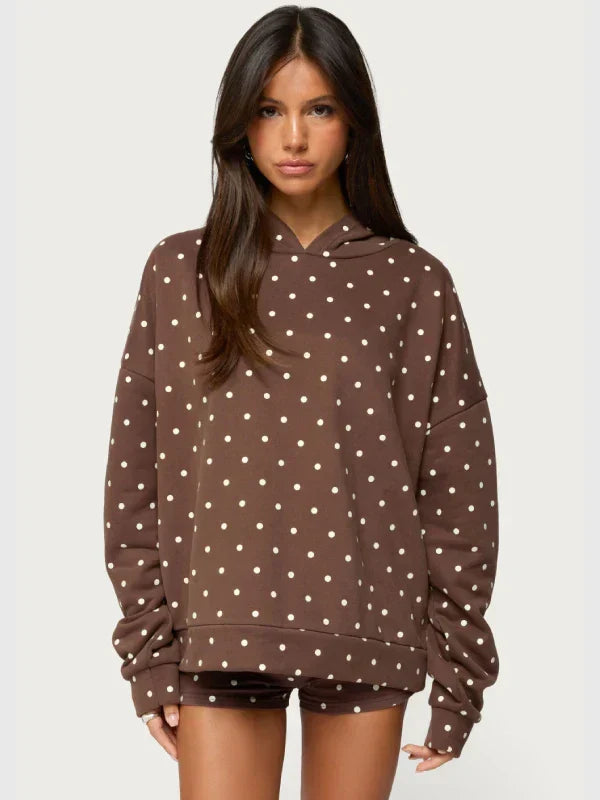 Chelsie Polka Dot Edikted Hoodie Brown