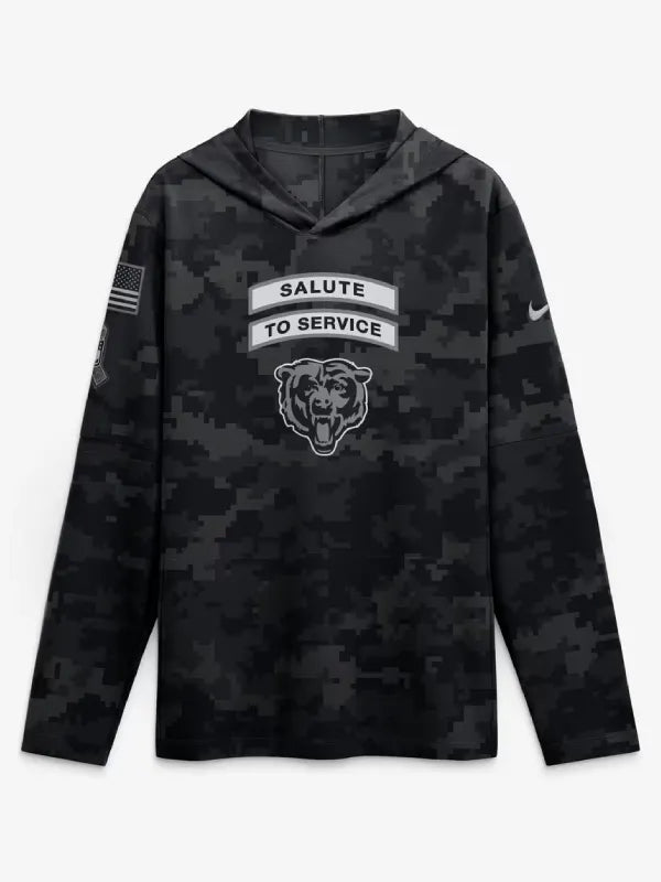 Chicago Bears 2026 Salute to Service Hooded Long Sleeve Shirt