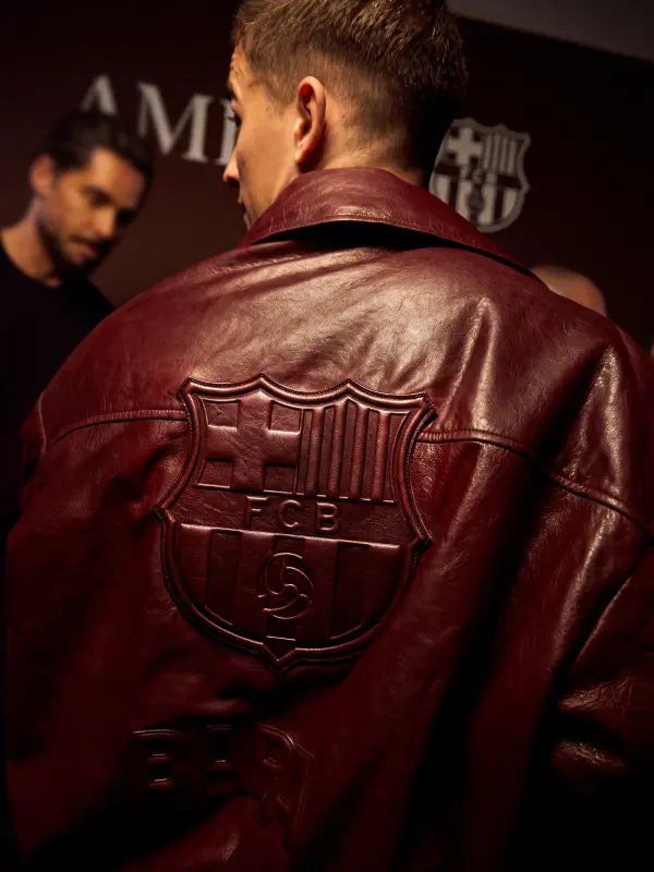 FC Barcelona AMIRI Burgundy Leather Jacket