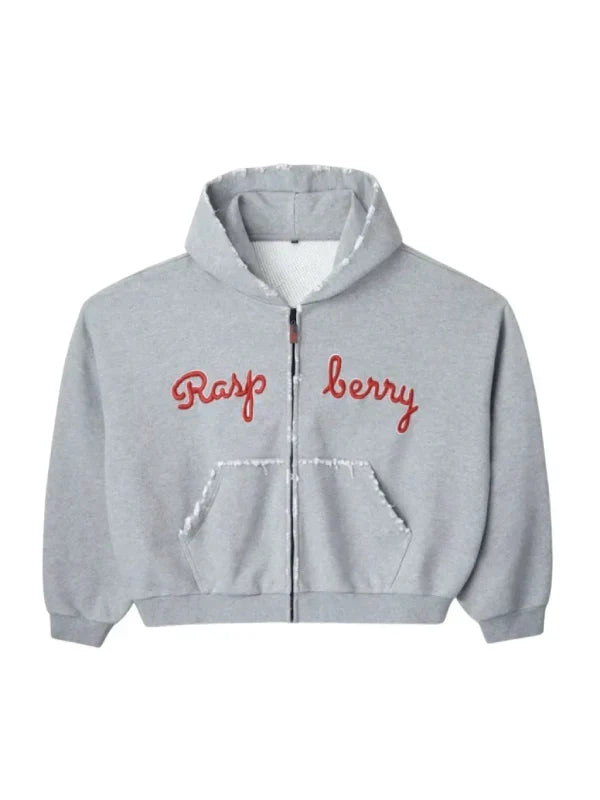 GV Raspberry Hills Script Zip-Up Hoodie Grey