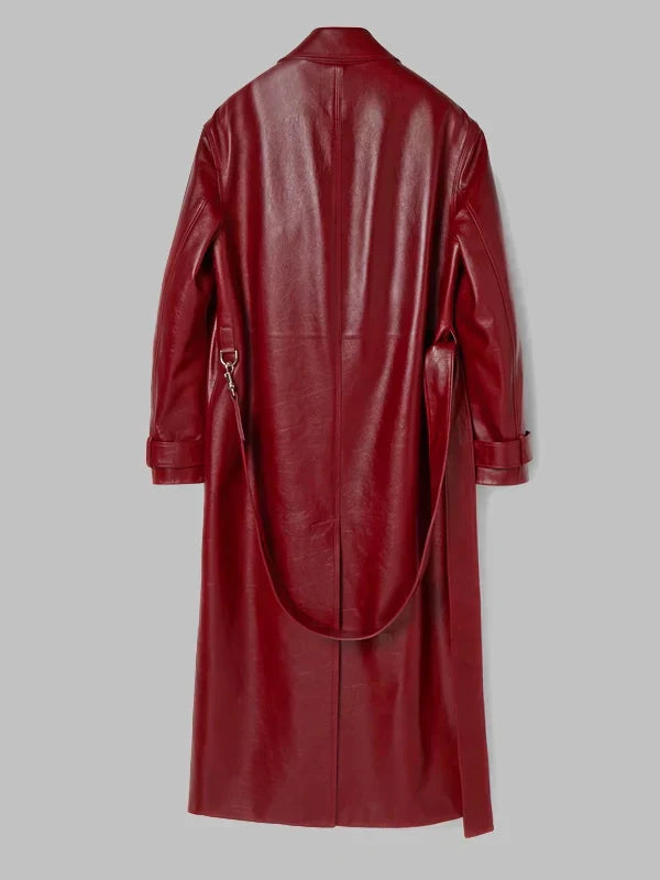 Gucci Red Leather Trench Coat