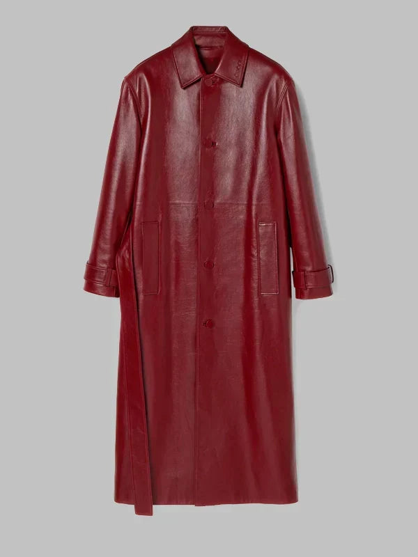 Gucci Shiny Leather Trench Coat Red