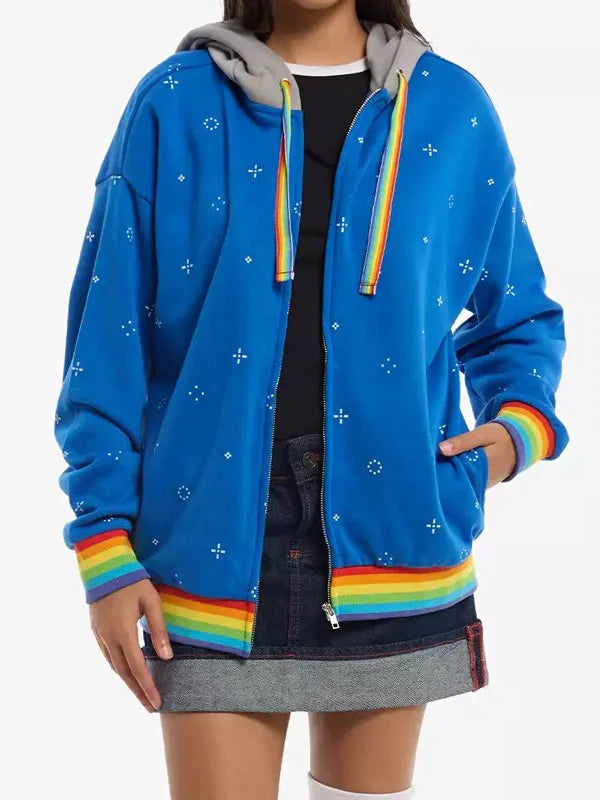 Hot Topic Nyan Cat Zip Up Hoodie Blue