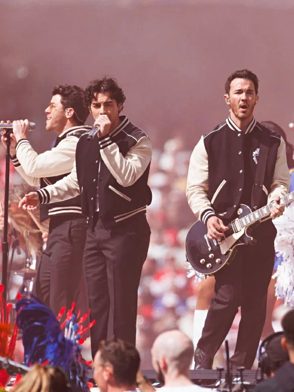 Jonas Brothers Halftime Show Black Varsity Jacket
