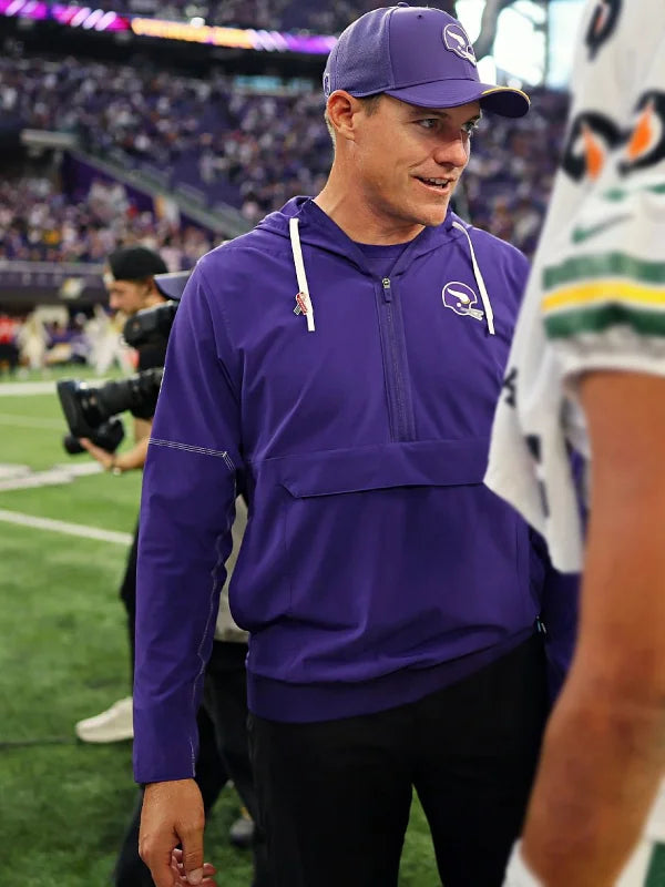 Kevin O_Connell Vikings Nike Sideline Anorak Jacket Purple