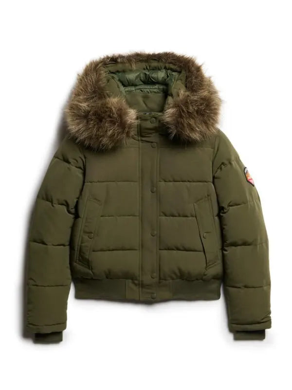 Khaki Green Everest Hooded Bomber Jacket Superdry