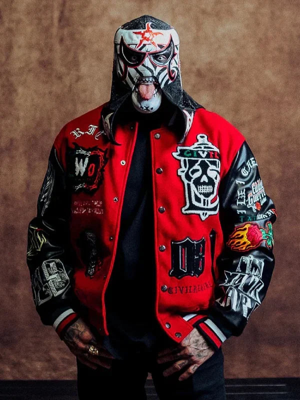 LWO Letterman Jacket in Radiant Red-Black