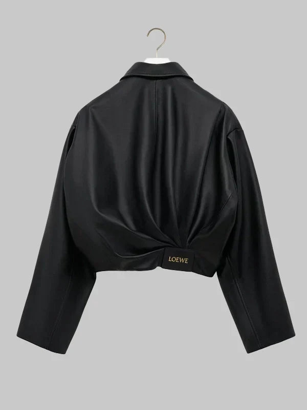 Loewe Draped Black Leather Jacket