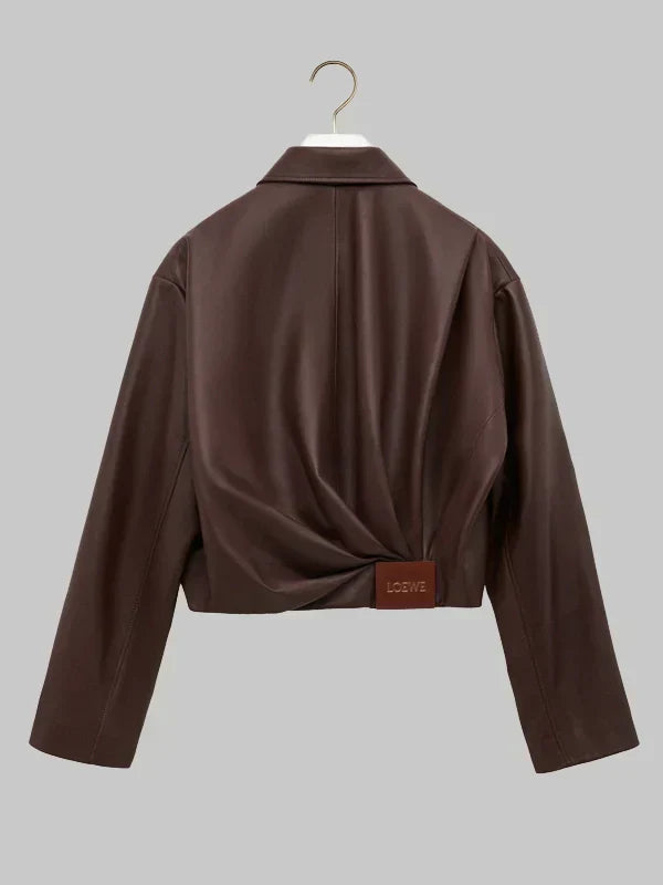 Loewe Draped Brown Leather Jacket