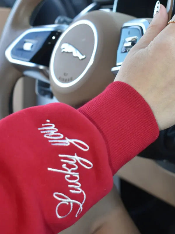 Lucky Me Samantha James Mockneck Sweatshirt Red