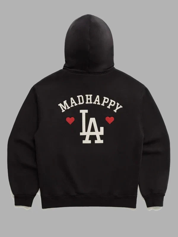 Madhappy Dodgers Heart Fleece Hoodie Black