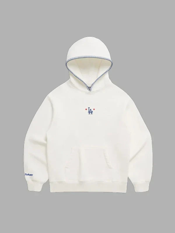 Madhappy Dodgers Heart Fleece Hoodie White