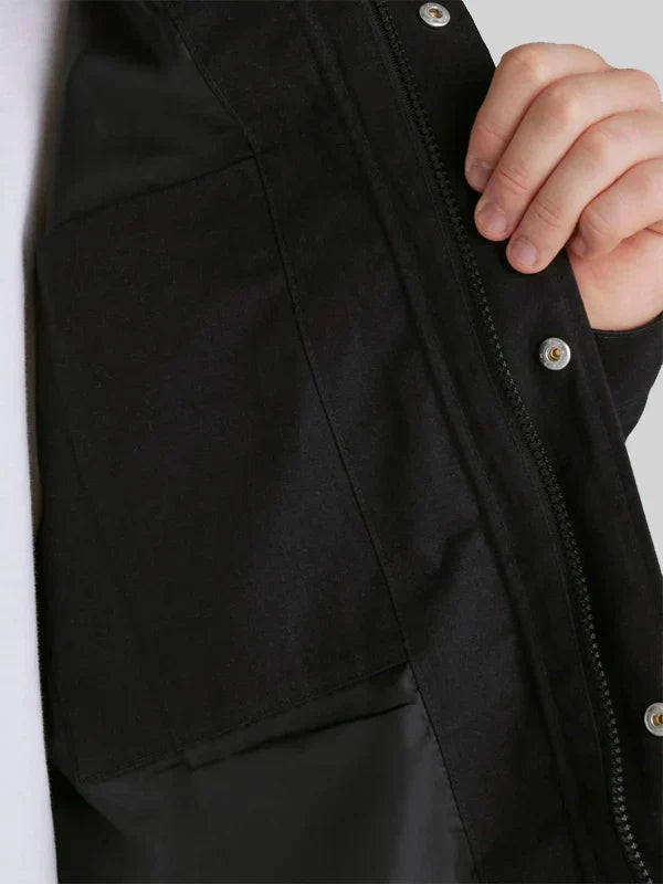 Man United Funnel Neck Parka Jacket Black