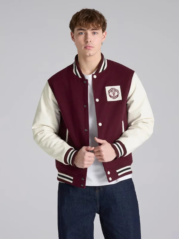 Man Utd Theatre of Dreams Varsity Jacket Burgundy