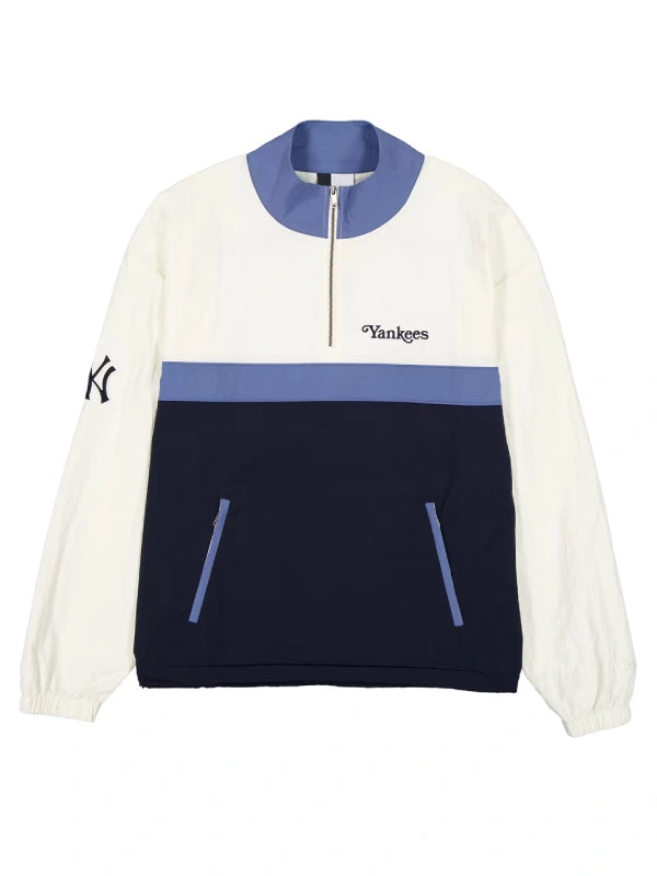 Men's New York Yankees New York or Nowhere x New Era NavyCream Colorblock Quarter-Zip Pullover Jacket