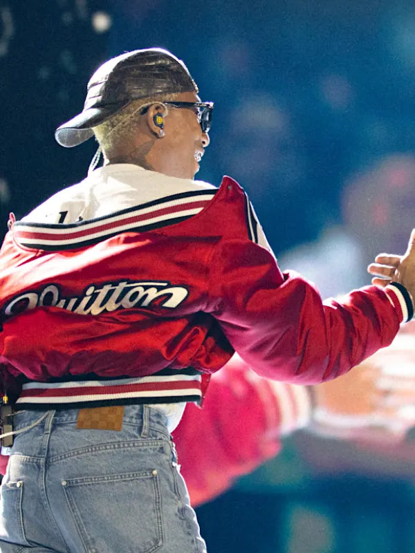 Pharrell Williams Louis Vuitton Red Satin Bomber Jacket