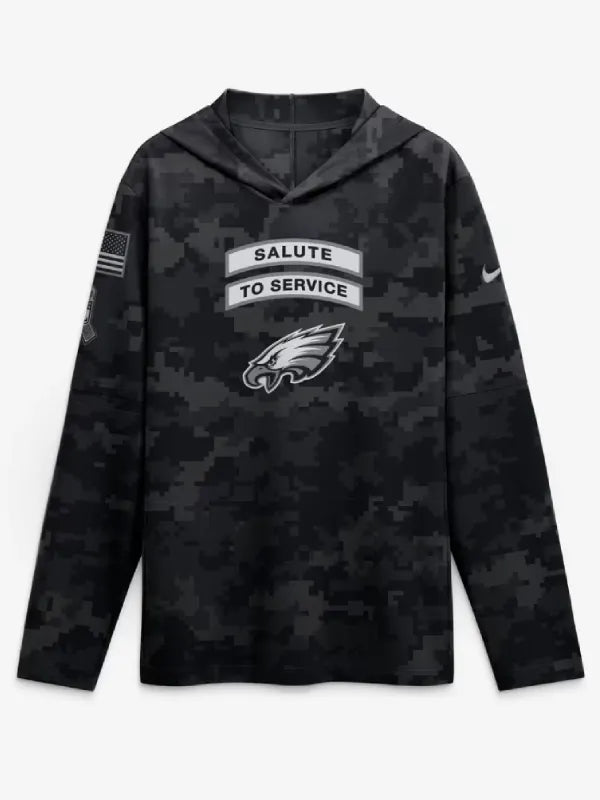 Philadelphia Eagles 2026 Salute to Service Hooded Long Sleeve Shirt