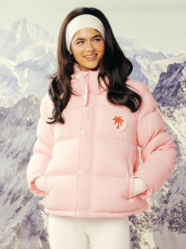 Pink Palm Puff Pink Puffer Jacket