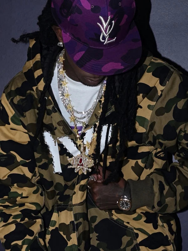 Playboi Carti Bape YVL Camo Zip-Up Hoodie
