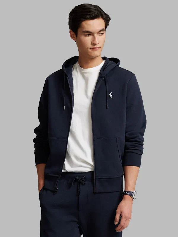 Ralph Lauren Polo Double-Knit Full-Zip Hoodie Blue