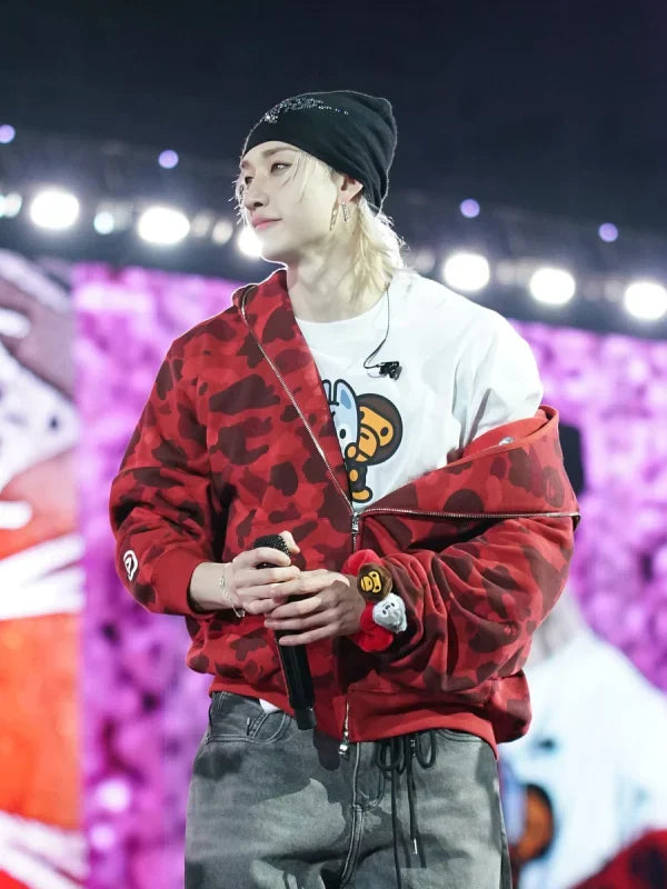 Red Bape Shark Hoodie Stray Kids