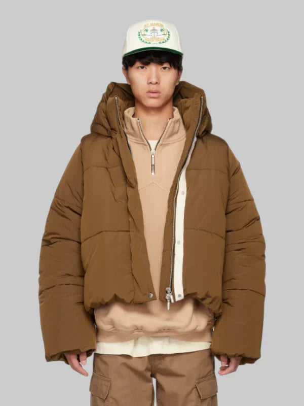 Rhude Logo Brown Puffer Jacket