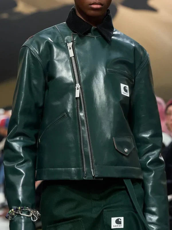 Sacai x Carhartt Leather Jacket Green