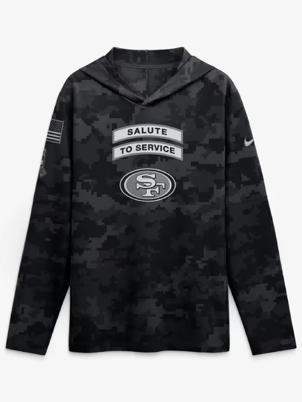 San Francisco 49ers 2026 Salute to Service Hooded Long Sleeve Shirt