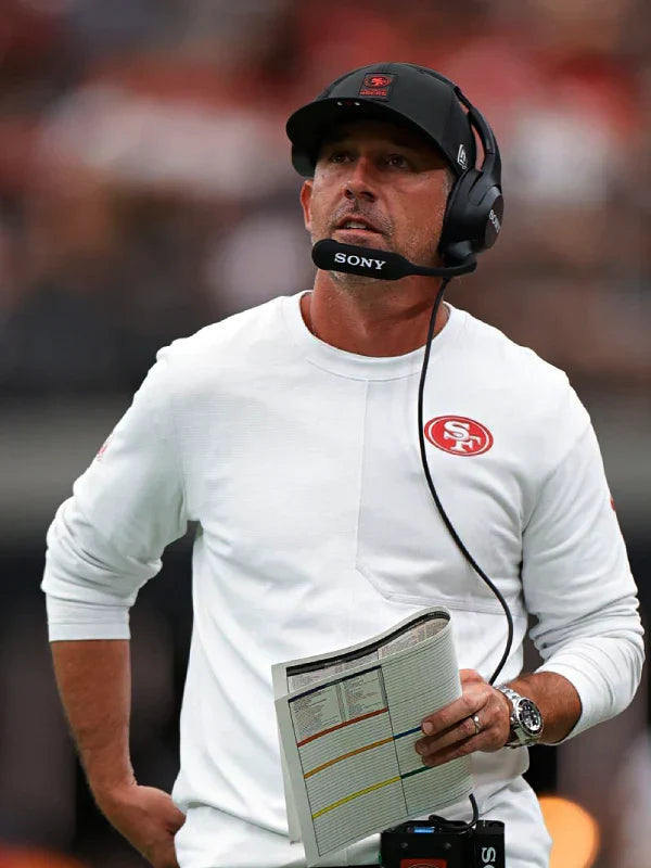 San Francisco 49ers Kyle Shanahan Nike Sideline Coach Long Sleeve Shirt White