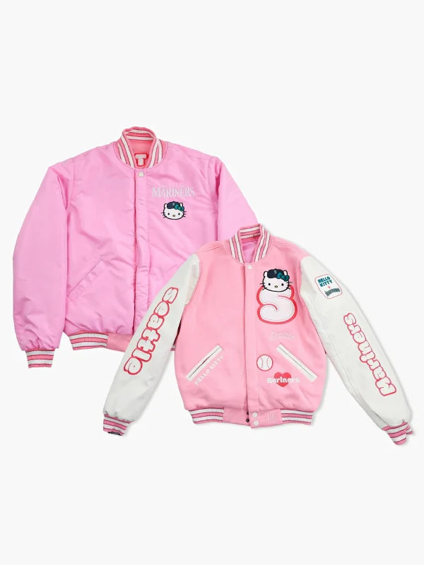 Seattle Mariners Hello Kitty Pink Reversible Varsity Jacket