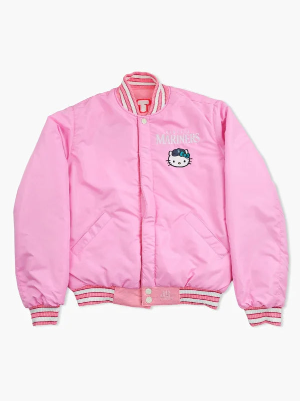 Seattle Mariners Hello Kitty Pink Varsity Jacket - Reversible