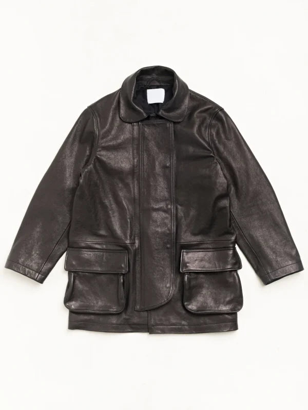 Stussy Our Legacy Leather Fireman Jacket Black