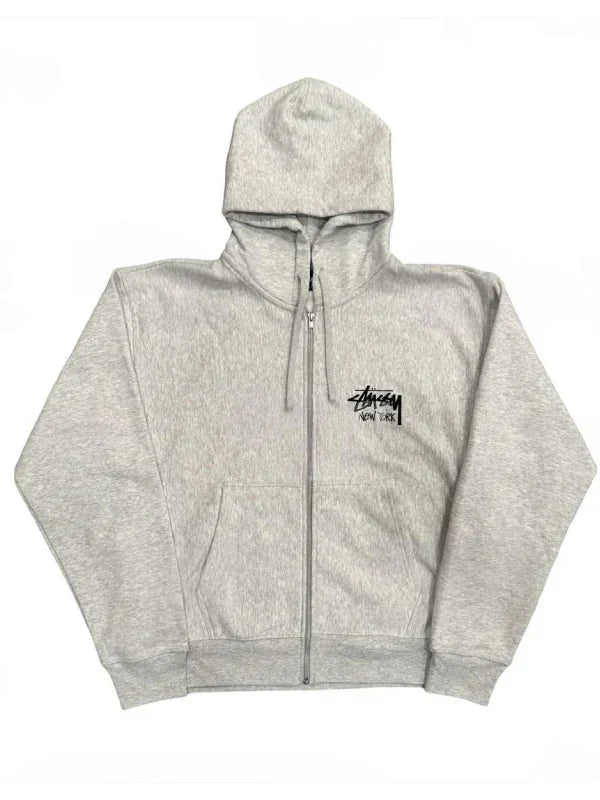 Stussy Stock New York Zip Hoodie Grey
