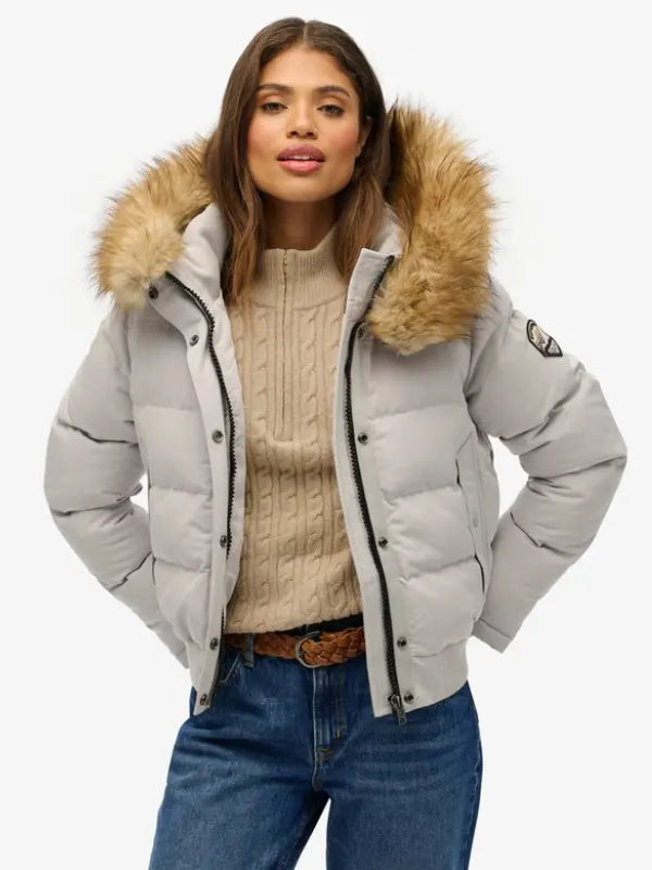 Superdry Everest Hooded Bomber Jacket Grey