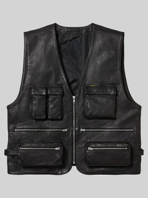 Supreme Leather Cargo Vest Black