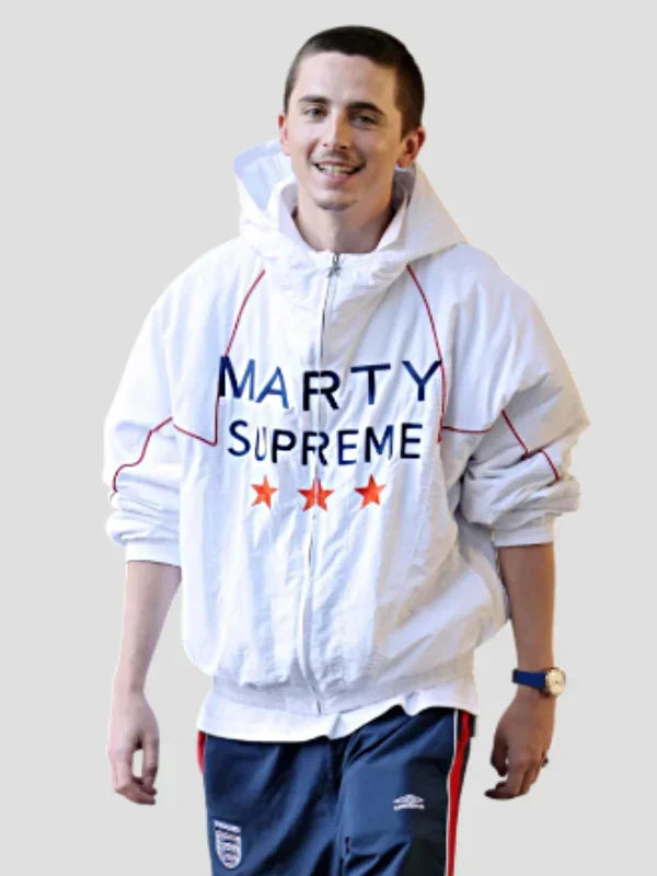 Timothee Chalamet Marty Supreme White Jacket