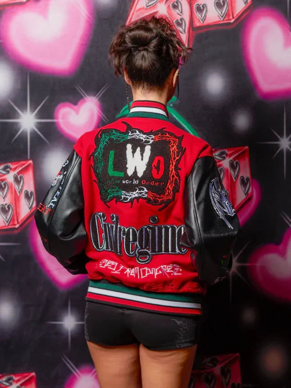 WWE LWO Letterman Varsity Jacket Red_Black