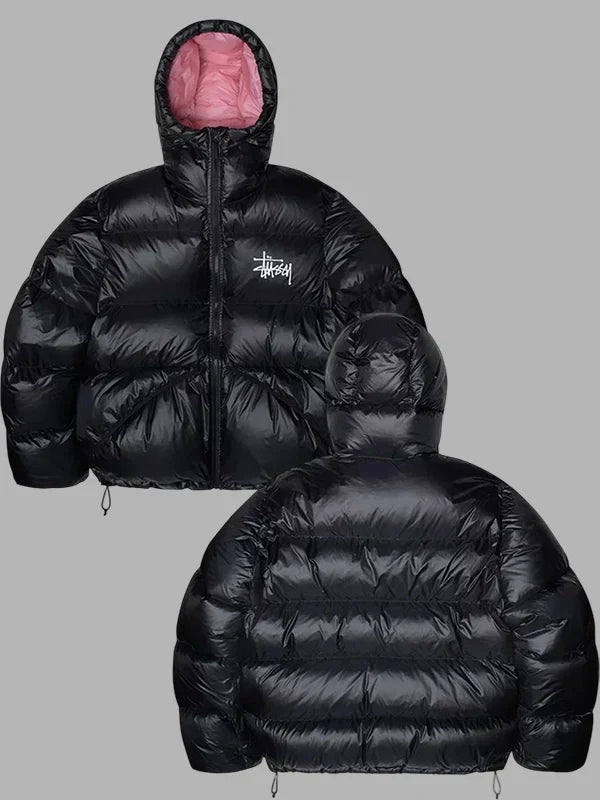 stussy jacket black pink